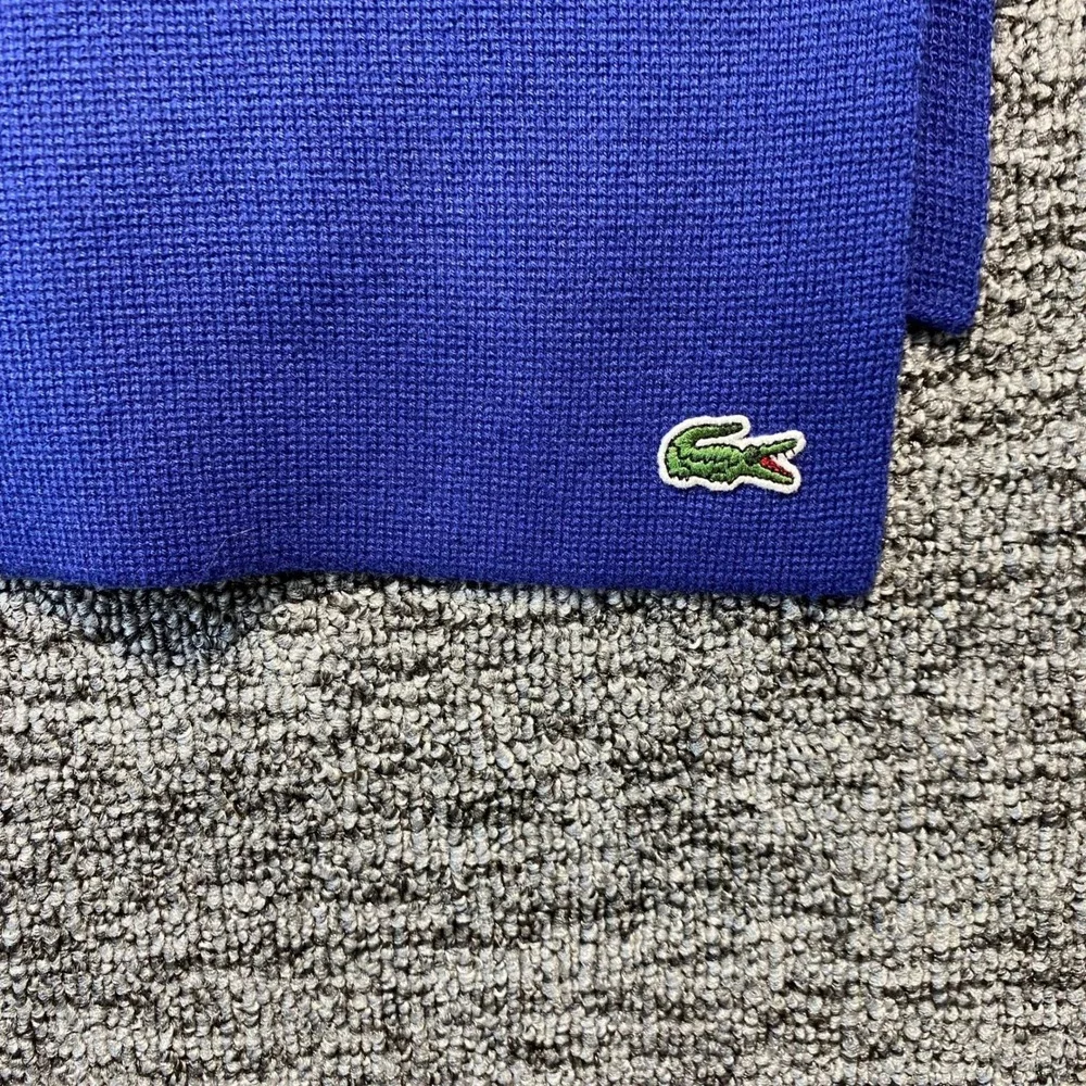 Lacoste NWT Cotton Wool Blend Striped Knit Scarf Blue Multicolor One Size